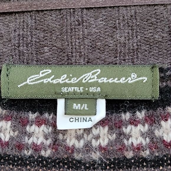 VTG Eddie Bauer wool cashmere blend cardigan duster coat fair isle lagenlook M L - Picture 4 of 11